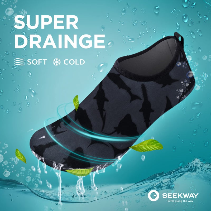 SEEKWAY Water Shoes Barefoot Aqua Socks Non Slip Quick-Dry for Beach Pool Swimming River Lake Women Men Black Shark SK001 - Image 4